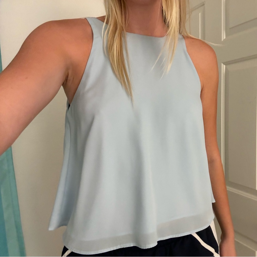 Blue tie back top